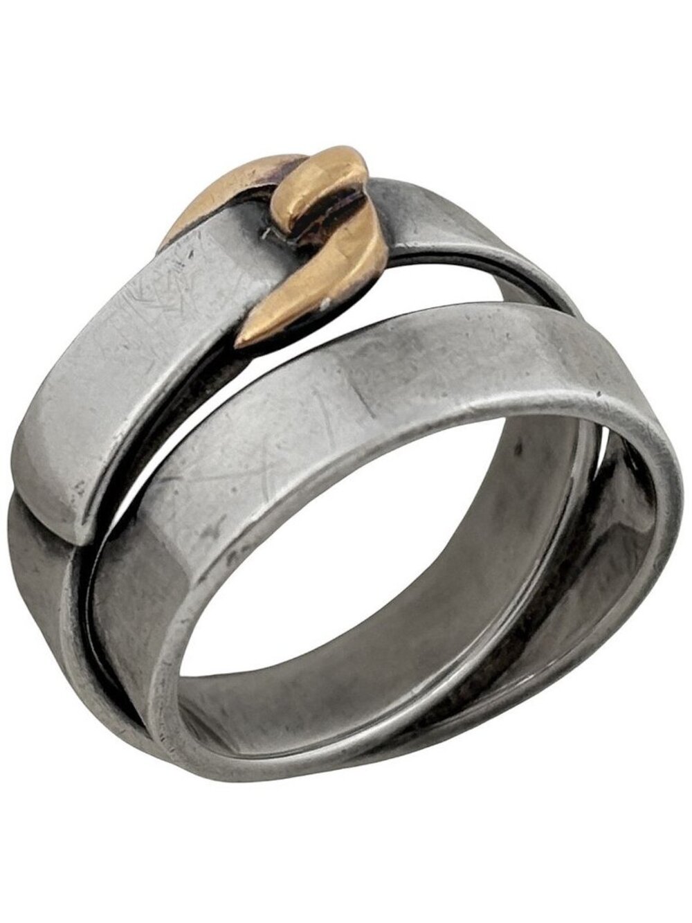 Hermes Ceinture Ring Belt Motif 18k Silver Gold
